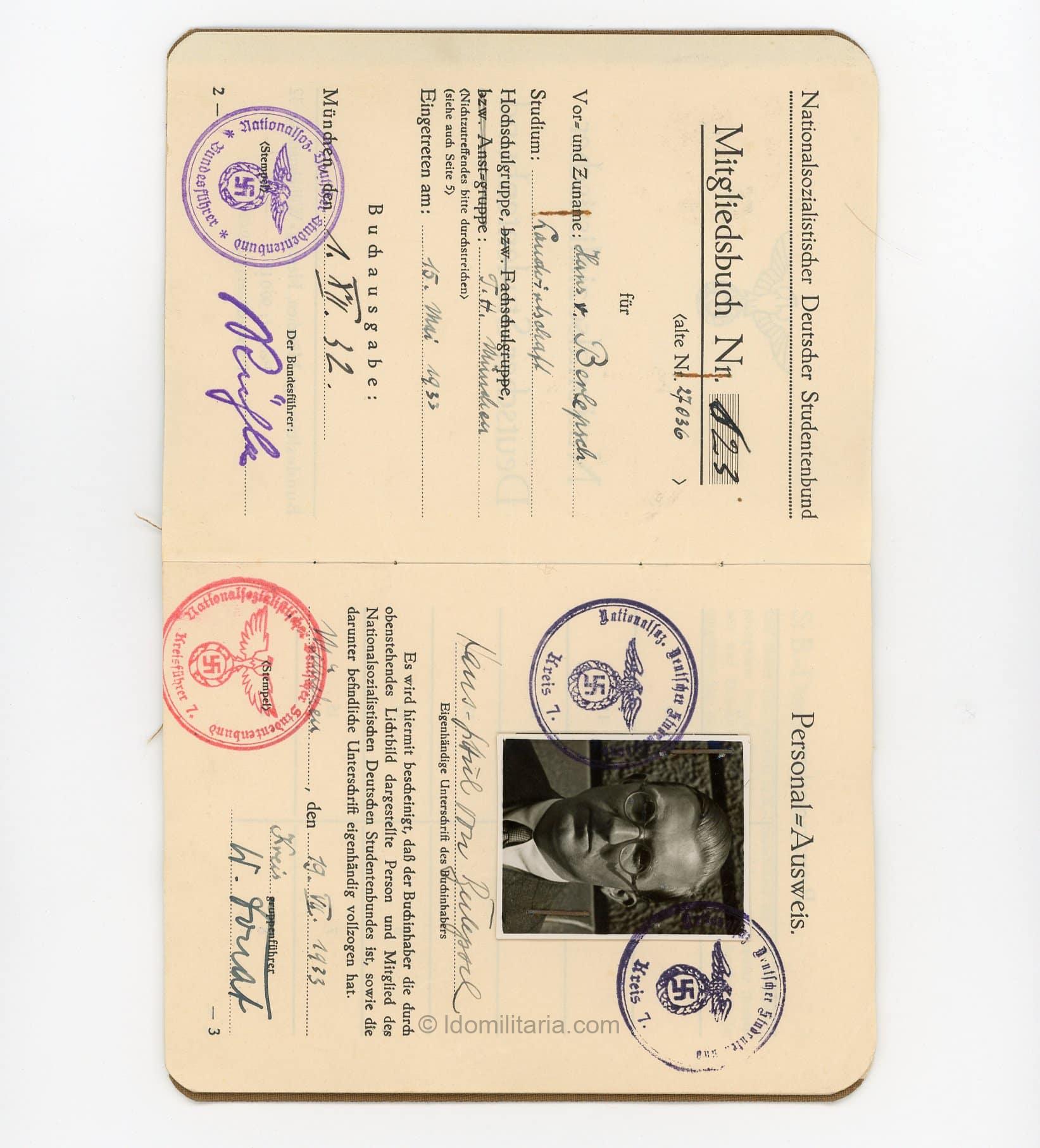 Very rare 1933 NSDStB ID - Number 623! - Image 2