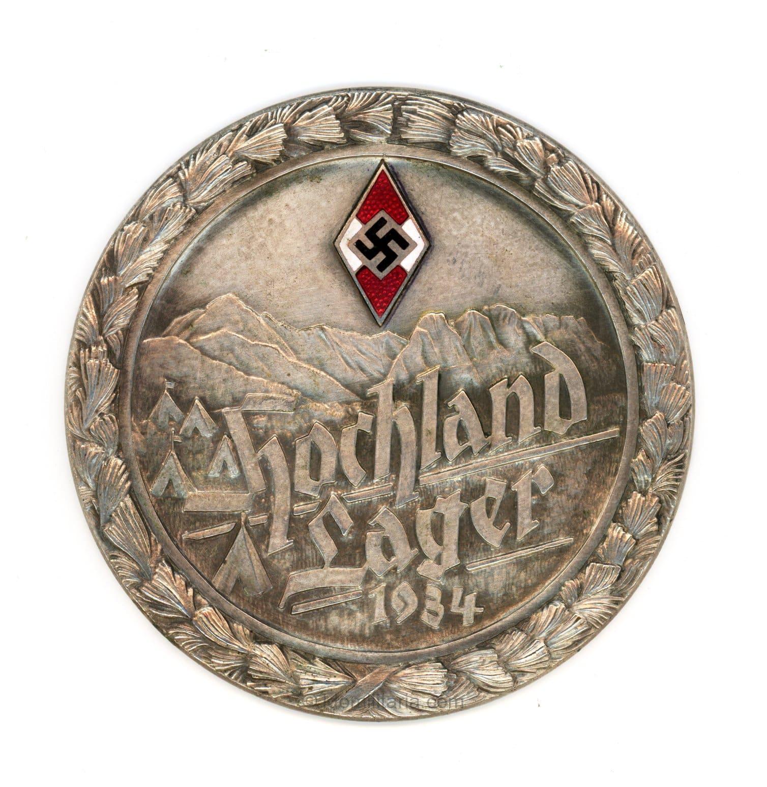 HJ Hochland Lager 1934 plaque - Deschler & Sohn, München