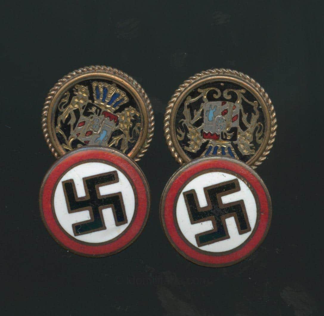 Bavarian NSDAP cufflinks with tradional enameled heraldic design - Image 3