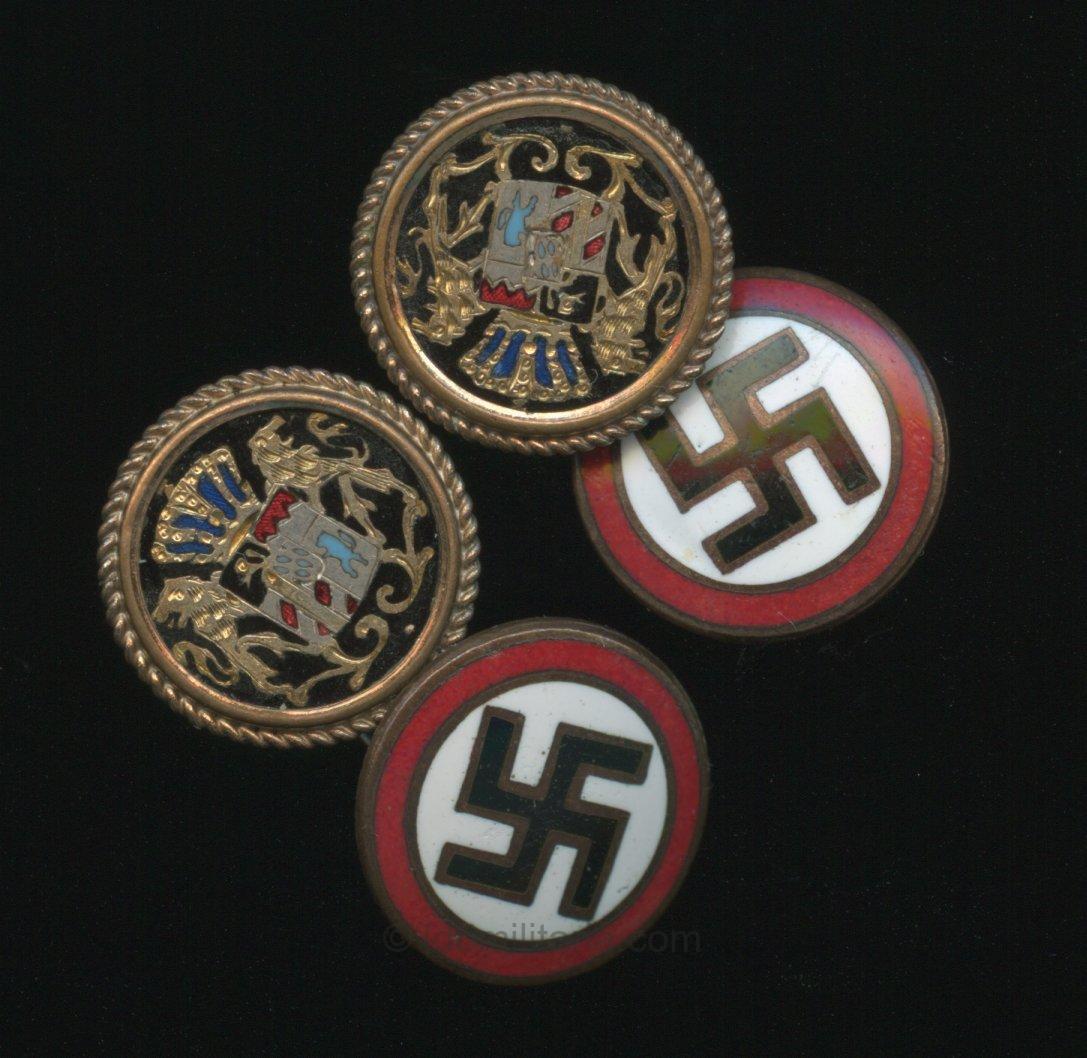 Bavarian NSDAP cufflinks with tradional enameled heraldic design