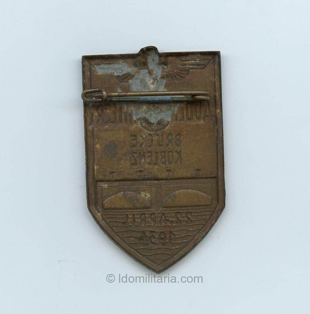 Adolf Hitler Brucke Koblenz, 22 april 1934 tinnie. - Image 2