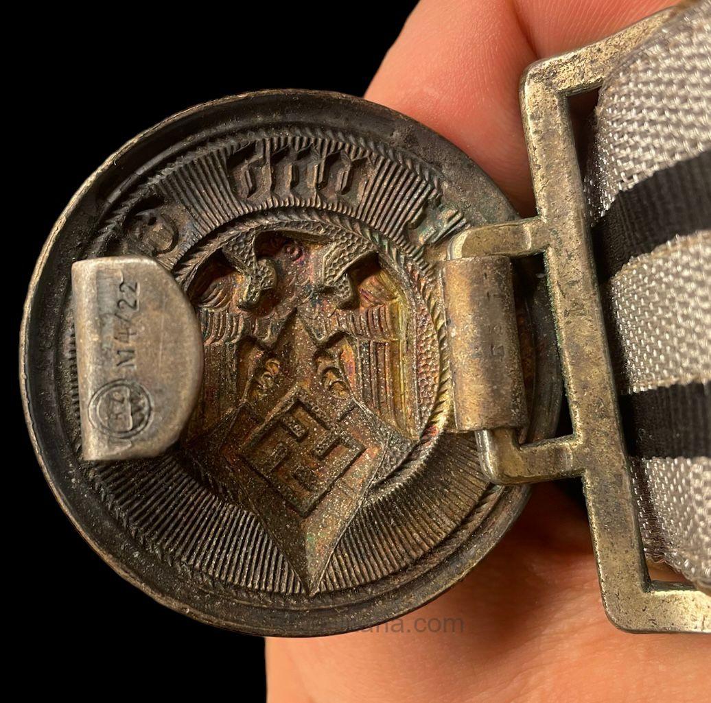 Rare HJ Leader buckle and brocade belt + Rzm Tag - RZM M4/22 Christian Theodor Dicke, Lüdenscheid - Image 5