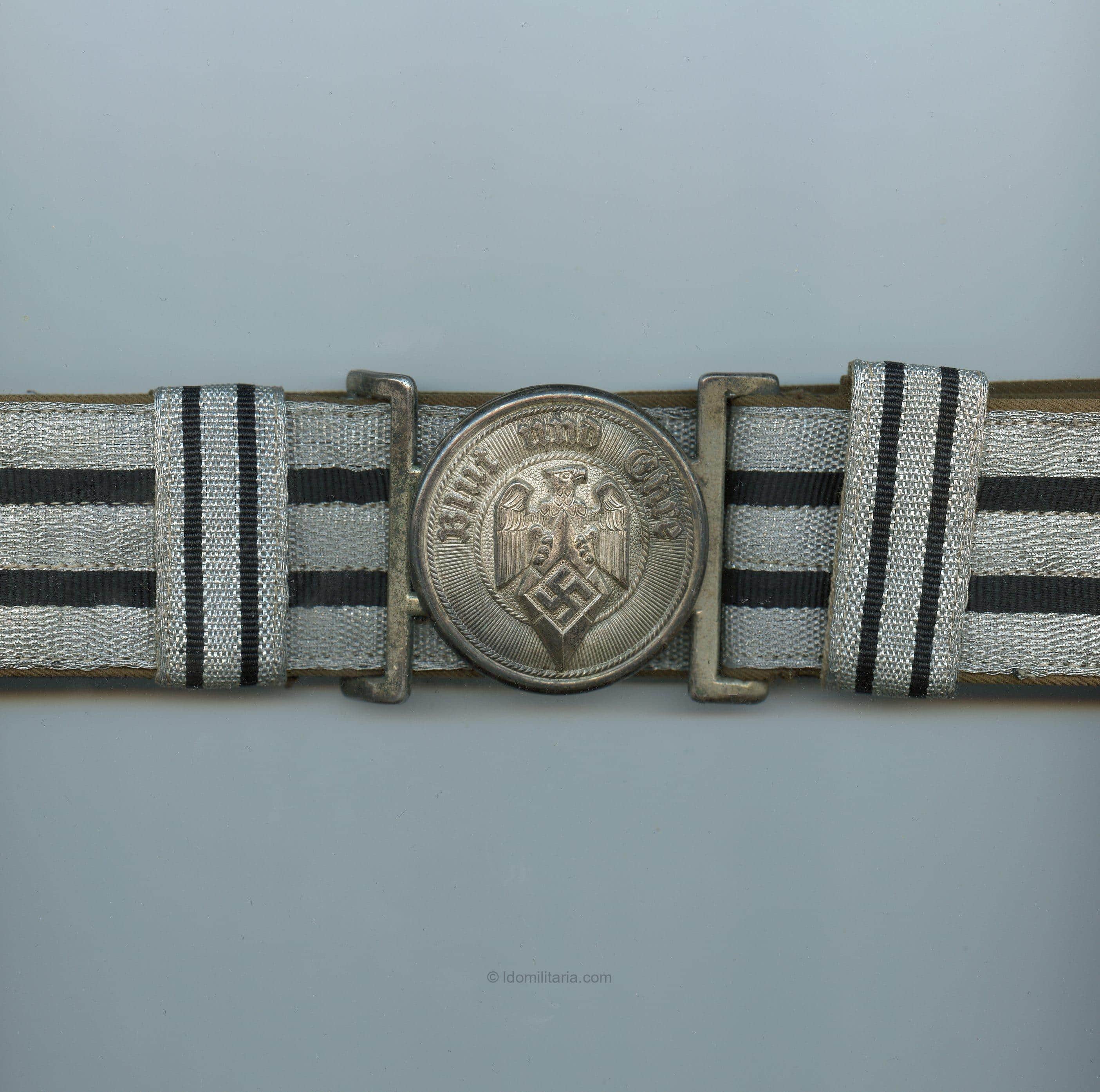 Rare HJ Leader buckle and brocade belt + Rzm Tag - RZM M4/22 Christian Theodor Dicke, Lüdenscheid
