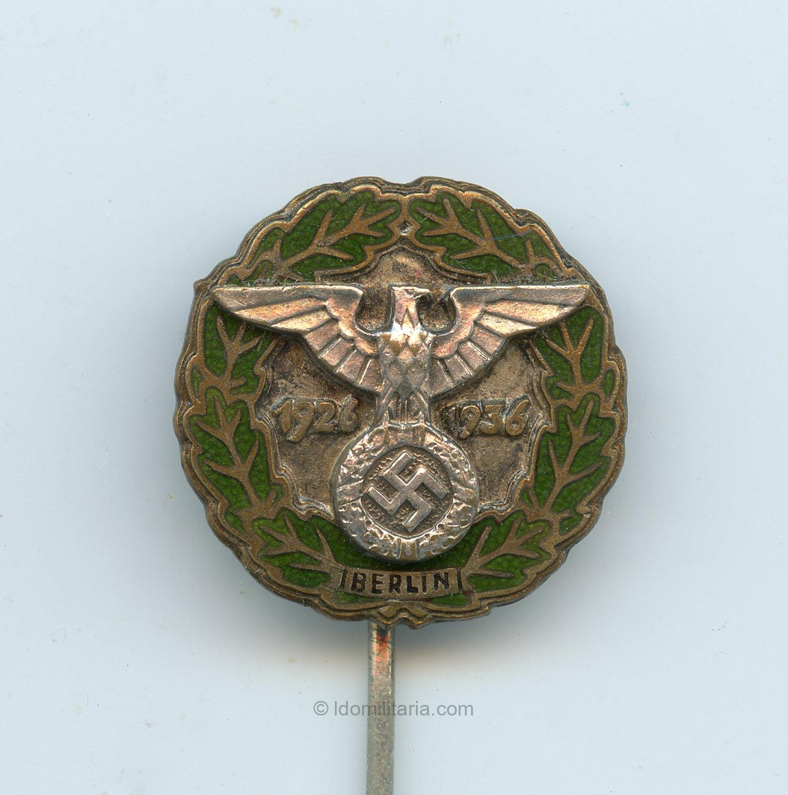 NSDAP Gau Ehrenzeichen Berlin 1926 - 1936 stickpin - L. Chr. Lauer Nürnberg Berlin