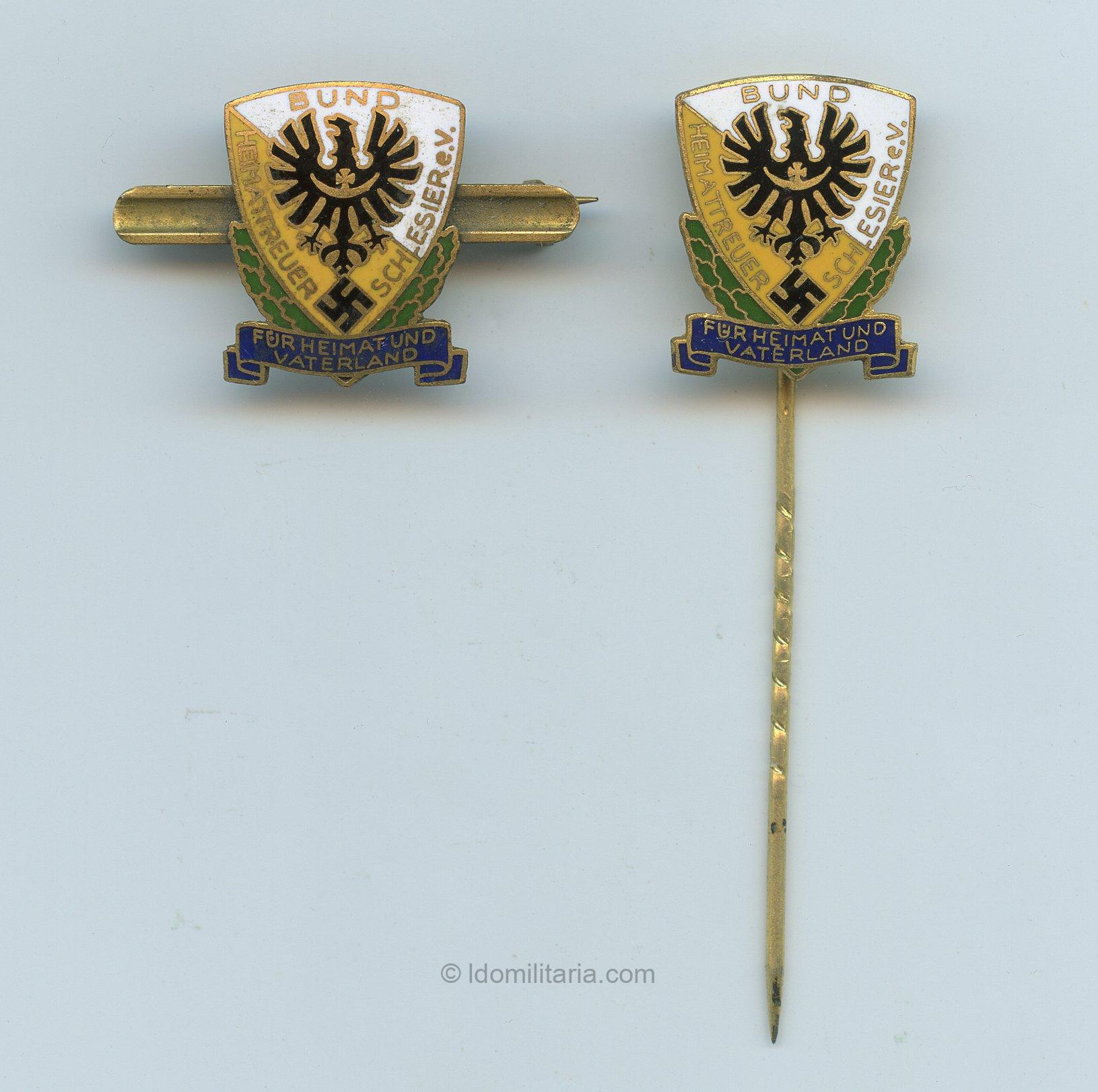 Bund heimattreuer Schlesier e.V. Membership badge + stickpin - Ges. Gesch.
