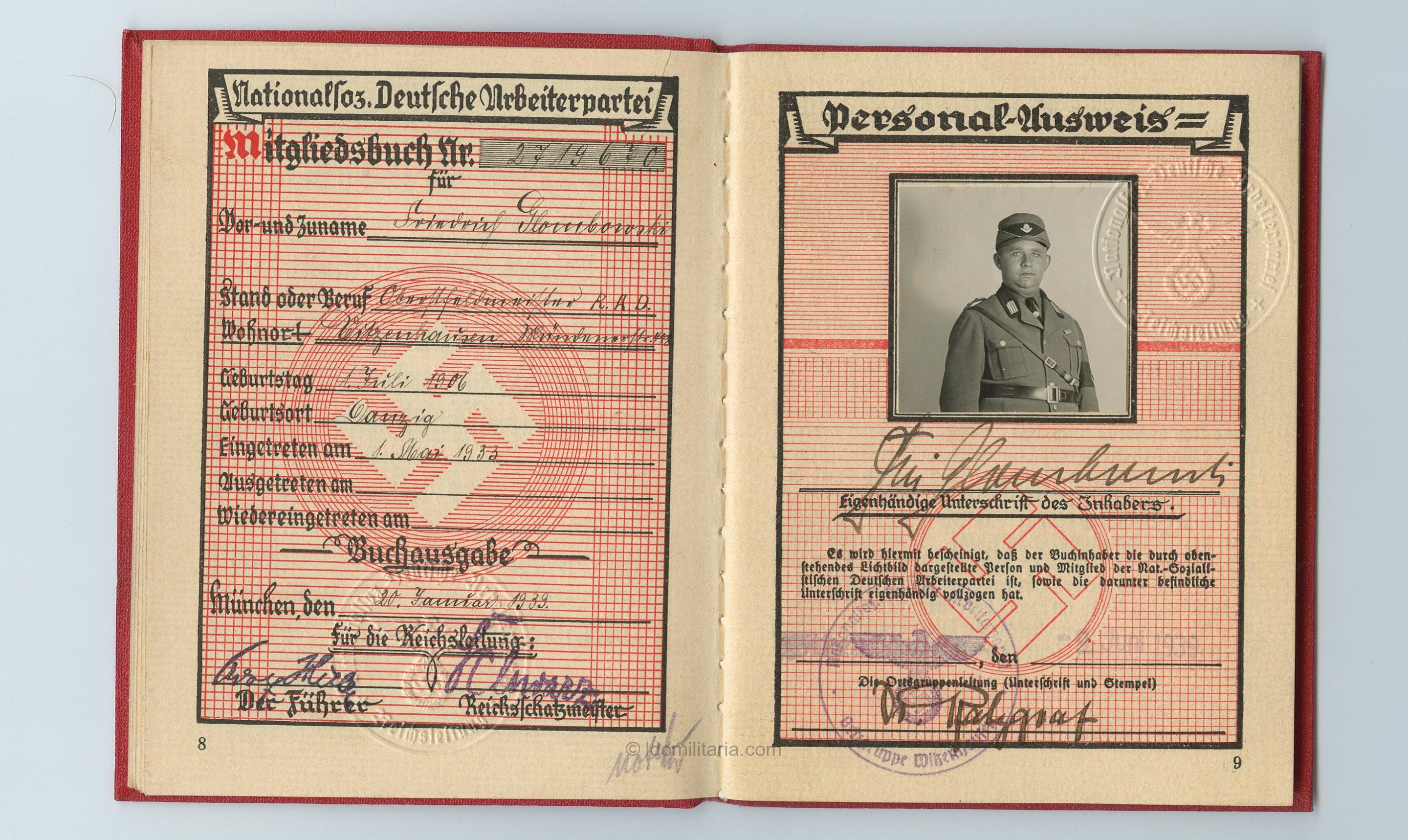 NSDAP Membership ausweis - RAD Oberfeldmeister - Image 3