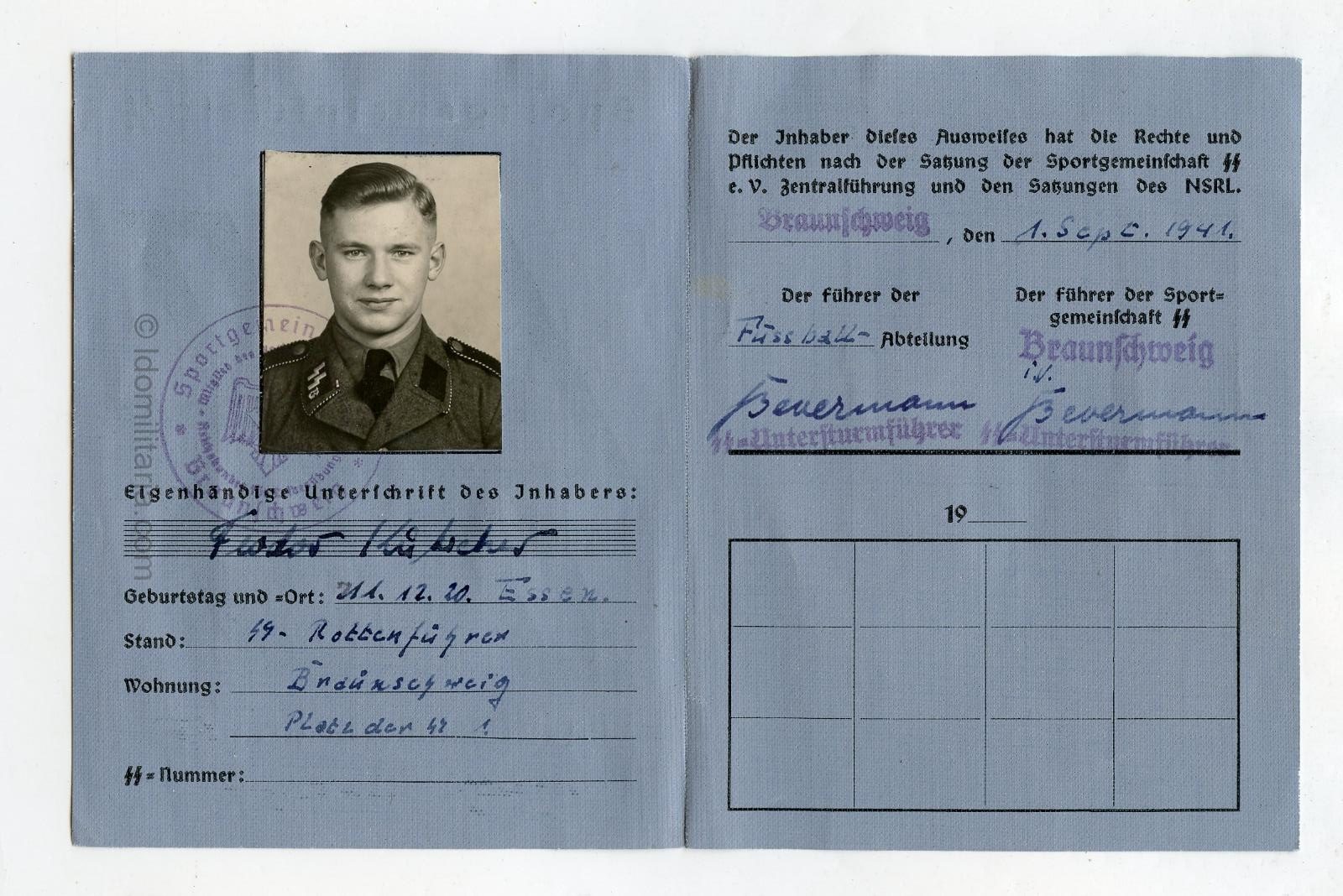 Extremely rare Sportgemeinschaft SS Braunschweig sport ausweis - Image 2