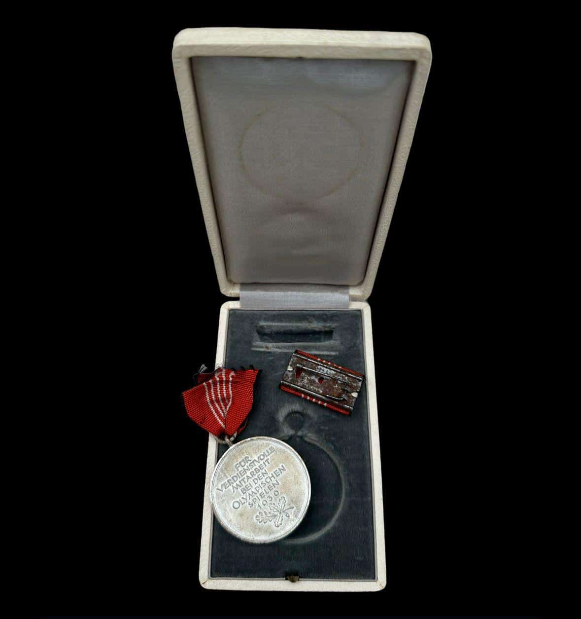 Commemorative German 1936 Olympic Medal + Case - Image 3