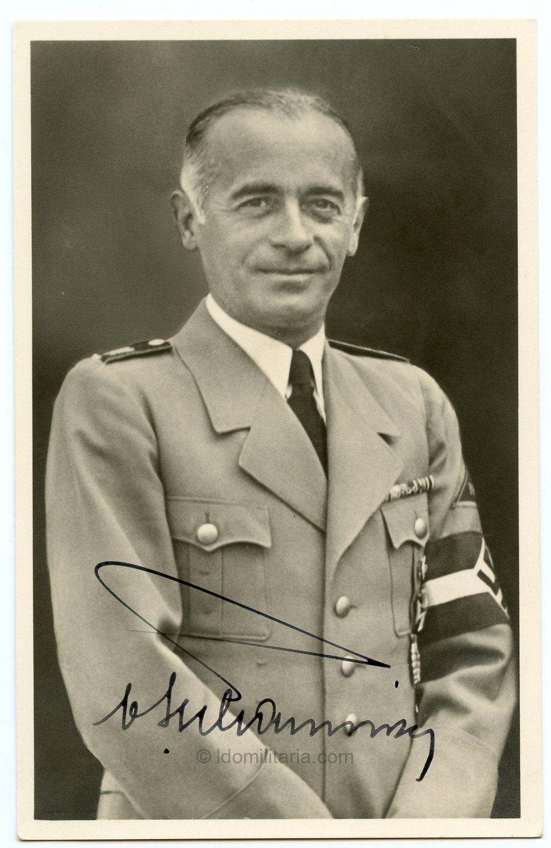 Reichssportführer Hans von Tschammer und Osten with signature