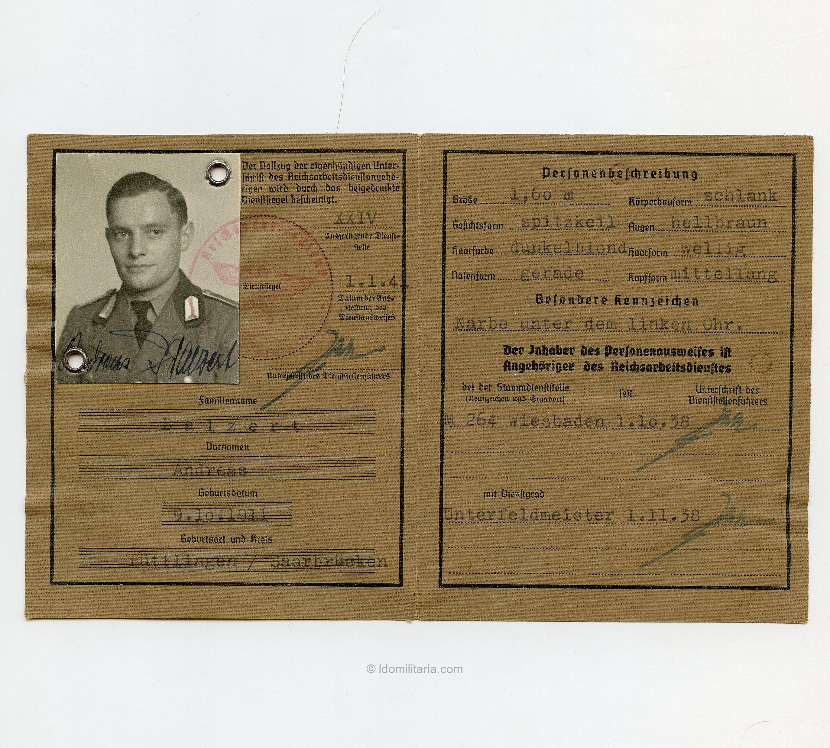 RAD Membership ID to Unterfeldmeister Andreas Balzert - Image 2