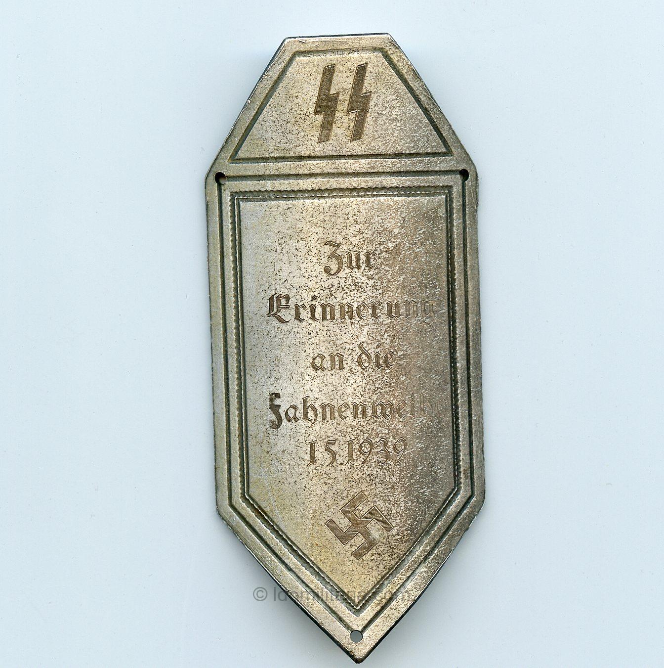 SS Flag shield ''Zur Erinnerung an die fahnenweihe 1.5.1939''