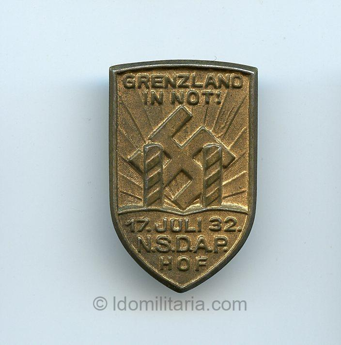NSDAP Hof Grenzland in Not! 1932 tinnie