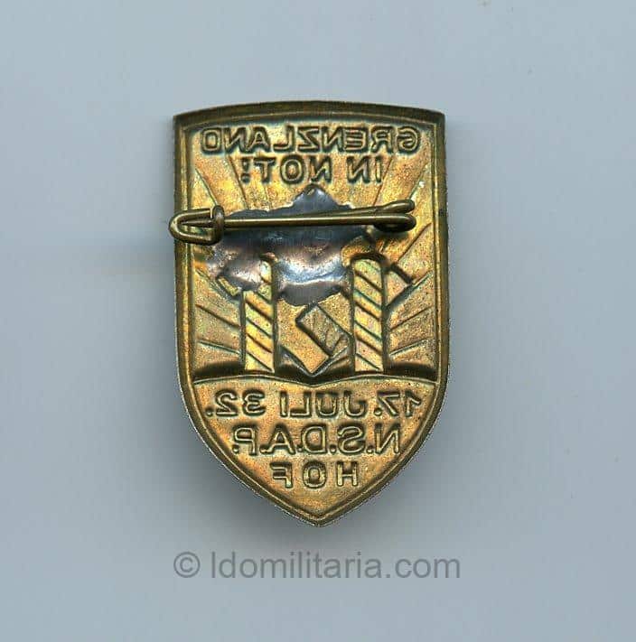 NSDAP Hof Grenzland in Not! 1932 tinnie - Image 2