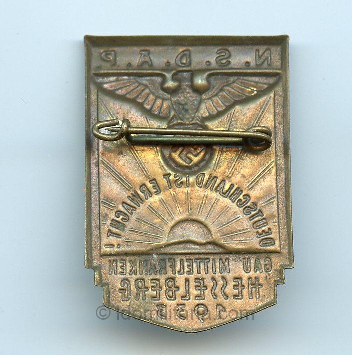 NSDAP Gau Mittelfranken Hesselberg 1933 'Deutshland ist Erwacht!'' tinnie - Image 2