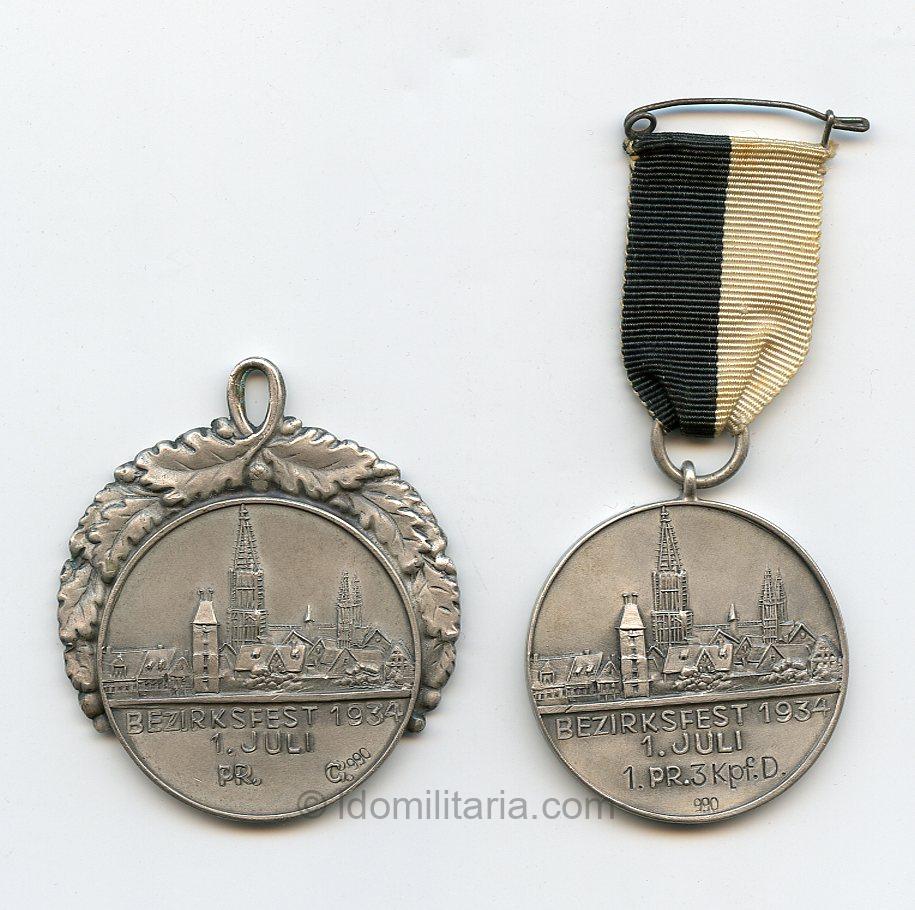 Rare Bezirksfest 1934 medal set '990' silver - Image 2