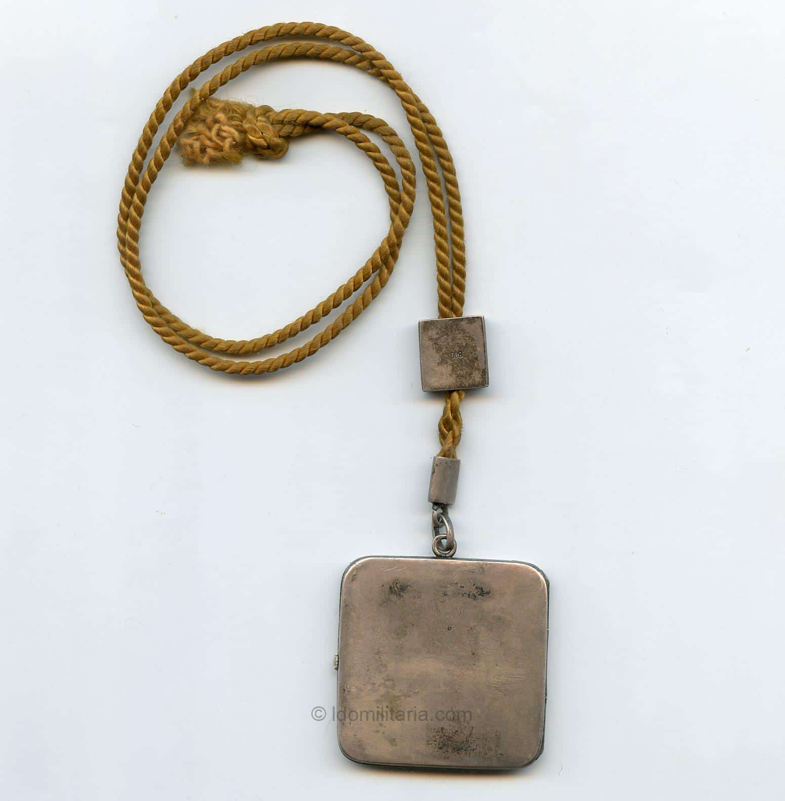 Solid silver '800' period hanger with photo - Allzeit In Treue Voran - Image 3