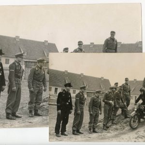 Press Photo Lot (2)– Knight’s Cross Recipients & Grossdeutschland Soldiers during Motorcycle Training Review