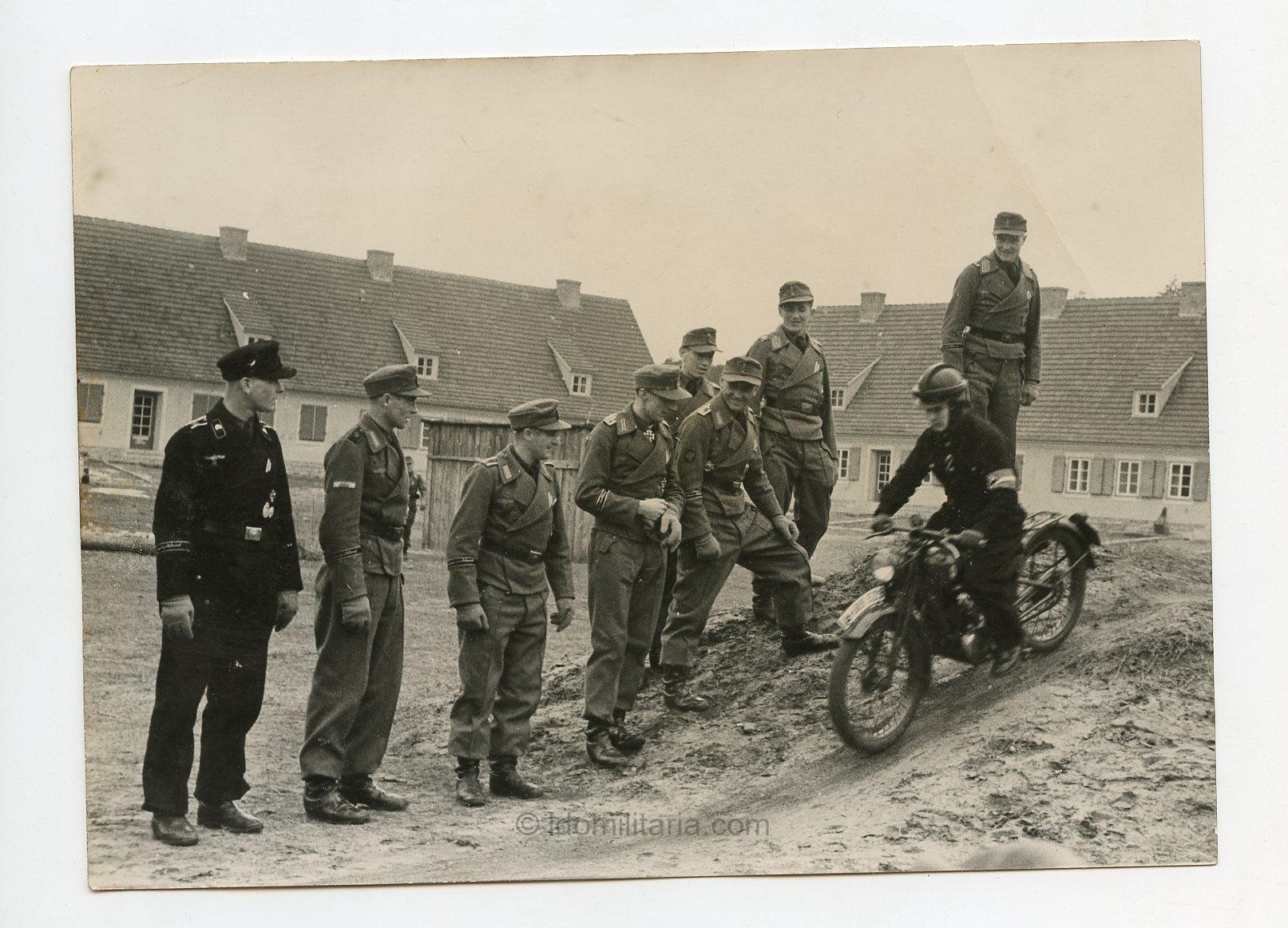 Press Photo Lot (2)– Knight’s Cross Recipients & Grossdeutschland Soldiers during Motorcycle Training Review - Image 2
