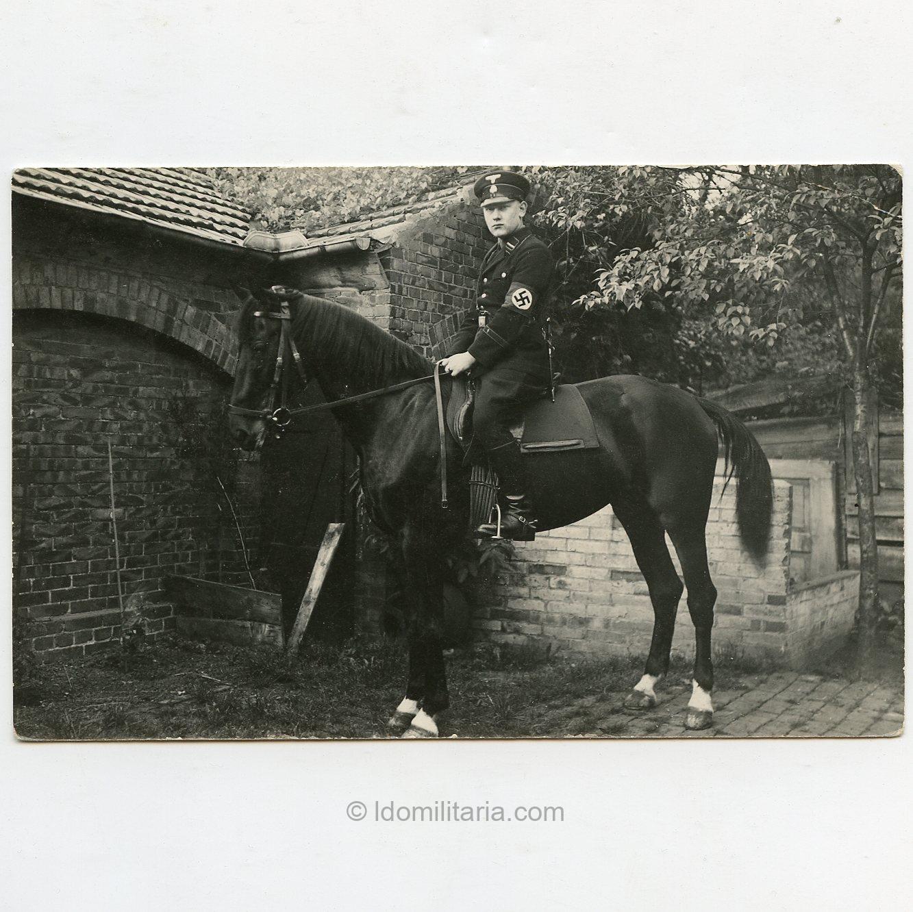 Algemeine SS Reiter Portrait Postcard with dagger