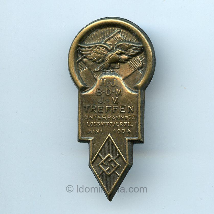 Rare HJ/DJ/BDM Treffen Unterbann I/207 Lossnitz 1934 tinnie