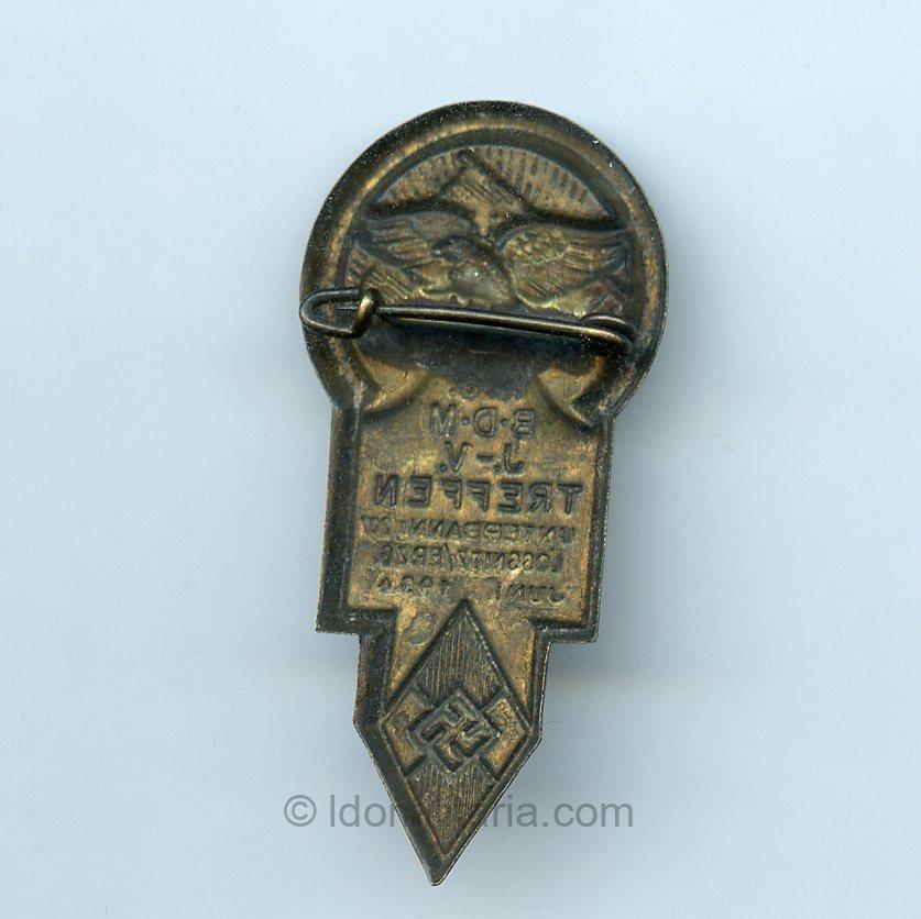 Rare HJ/DJ/BDM Treffen Unterbann I/207 Lossnitz 1934 tinnie - Image 2