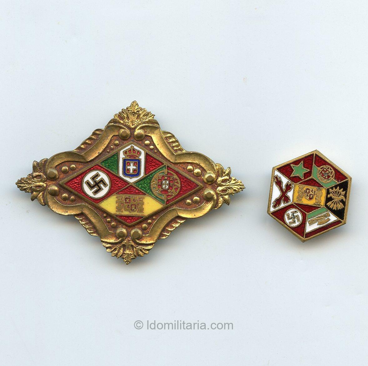 Unique Spanish/Portugese made enamel collaboration badge set