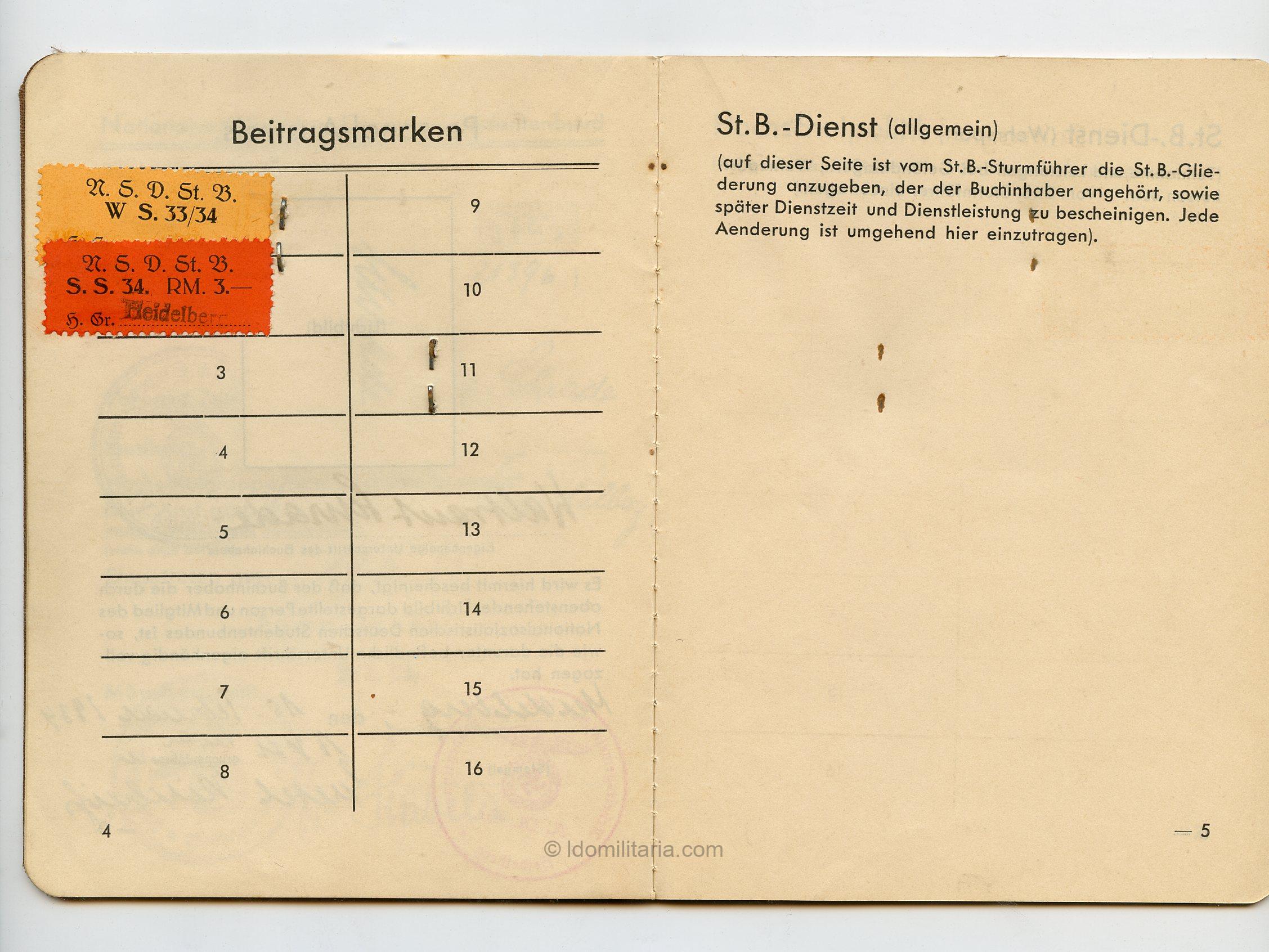 Early NS-Studentenbund ID card (Heidelberg) - Image 4