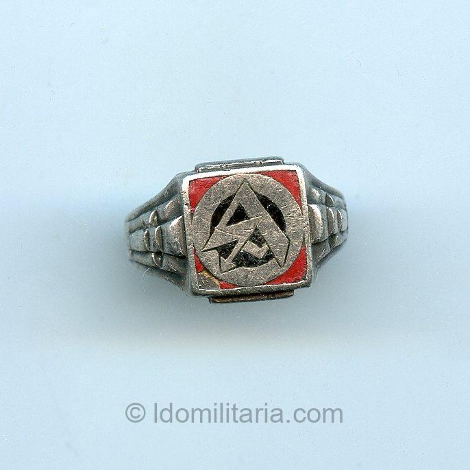 Rare Enamled SA Ring '935' silver