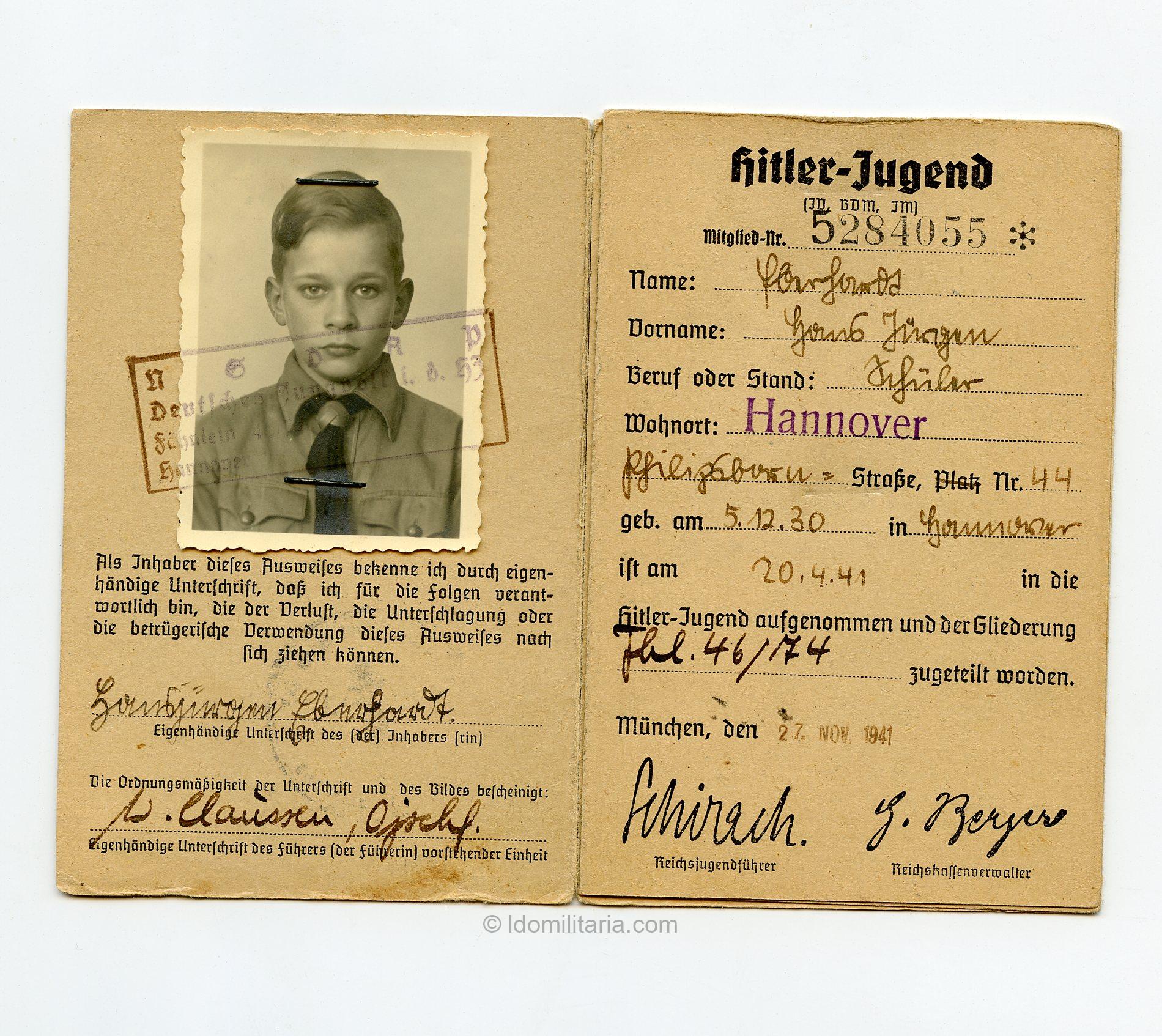 HJ Mitgliedsasuweis - Gebiet 8 Niedersachen, Hannover - Image 2