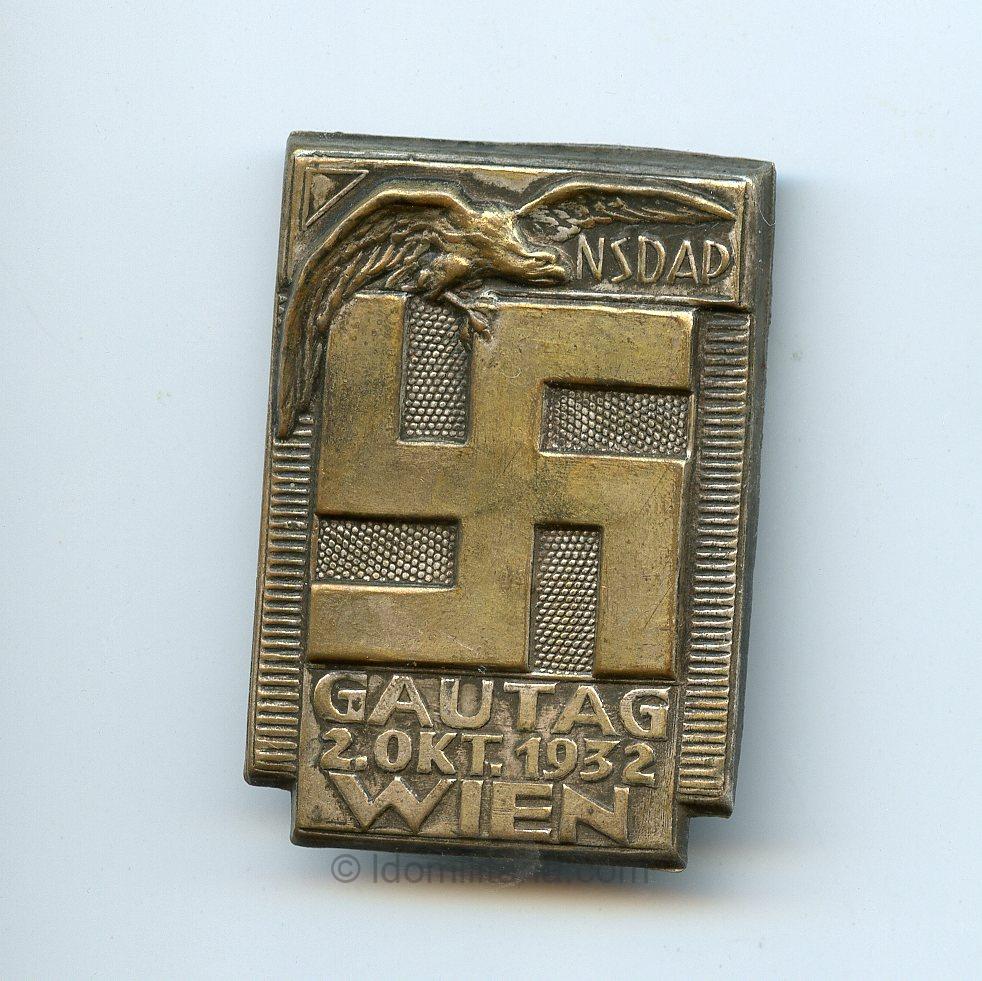 Early NSDAP Gautag Wien 1932 tinnie - F. Petzl Wien VI