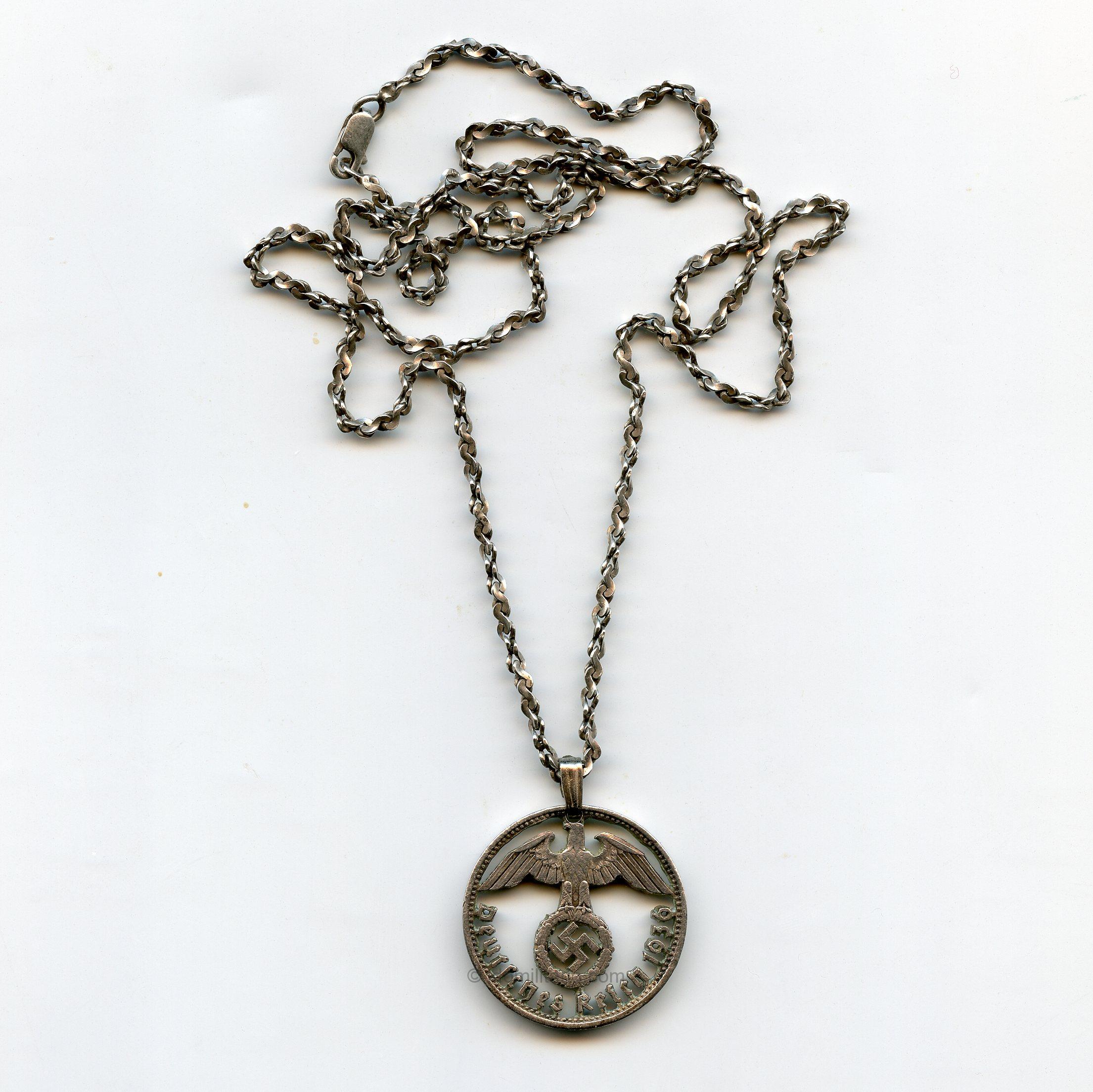 NSDAP Sympathie Necklace Hand-Cut Reichsmark Conversion - Image 3
