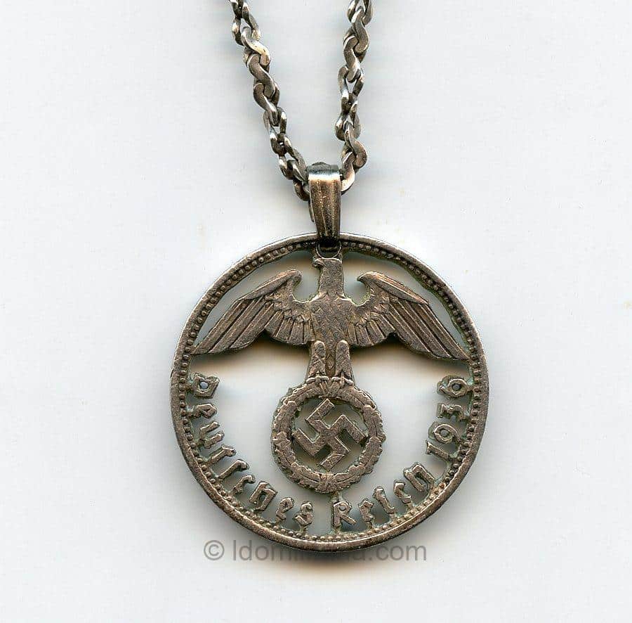 NSDAP Sympathie Necklace Hand-Cut Reichsmark Conversion