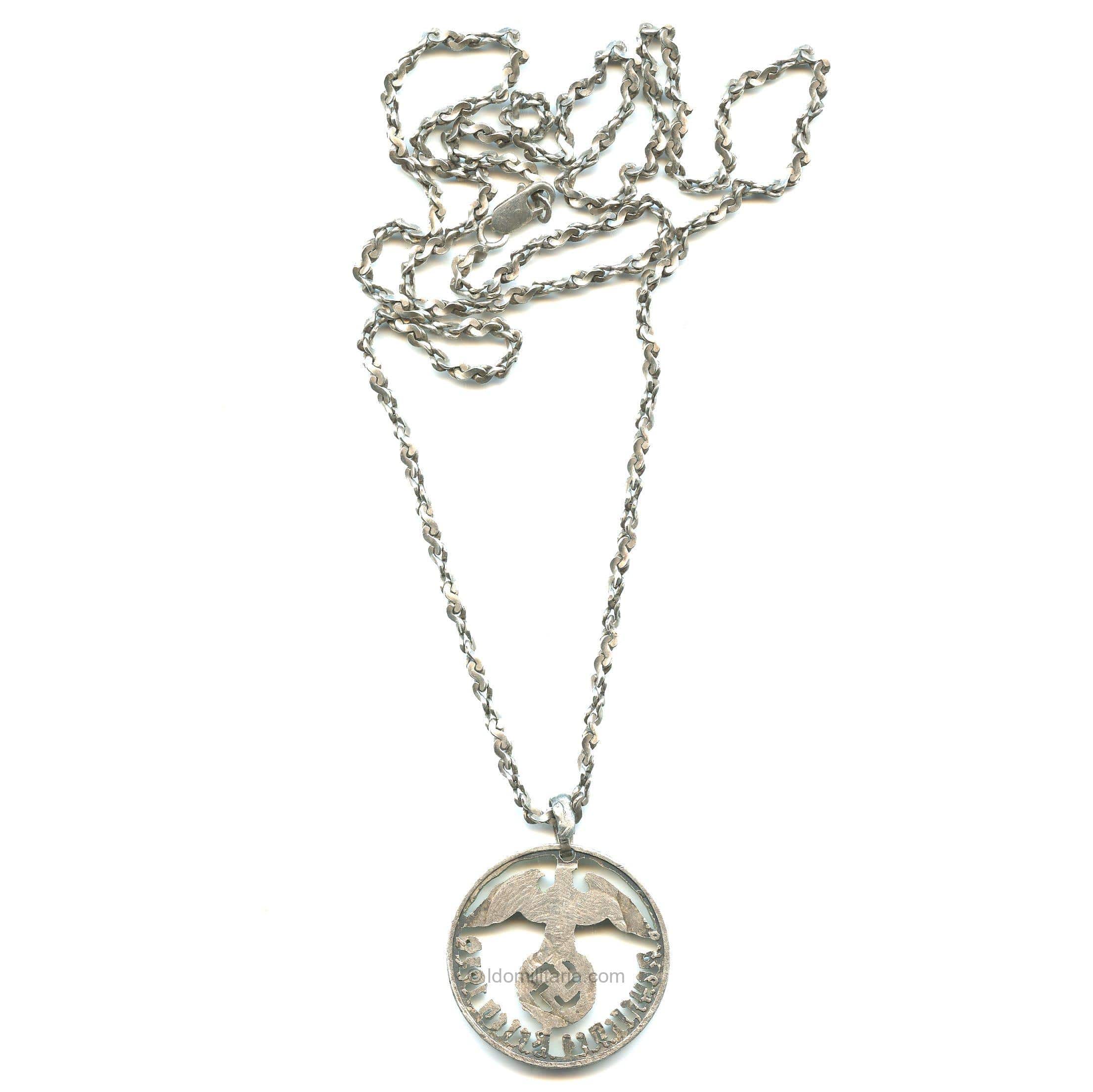 NSDAP Sympathie Necklace Hand-Cut Reichsmark Conversion - Image 4