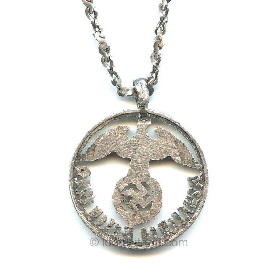 NSDAP Sympathie Necklace Hand-Cut Reichsmark Conversion - Image 2