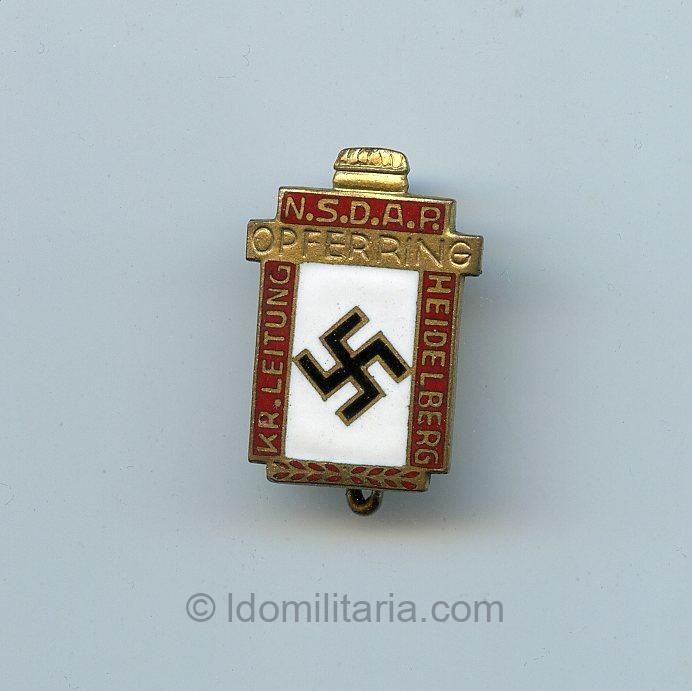 NSDAP Opferring Kreisleitung Heidelberg Badge