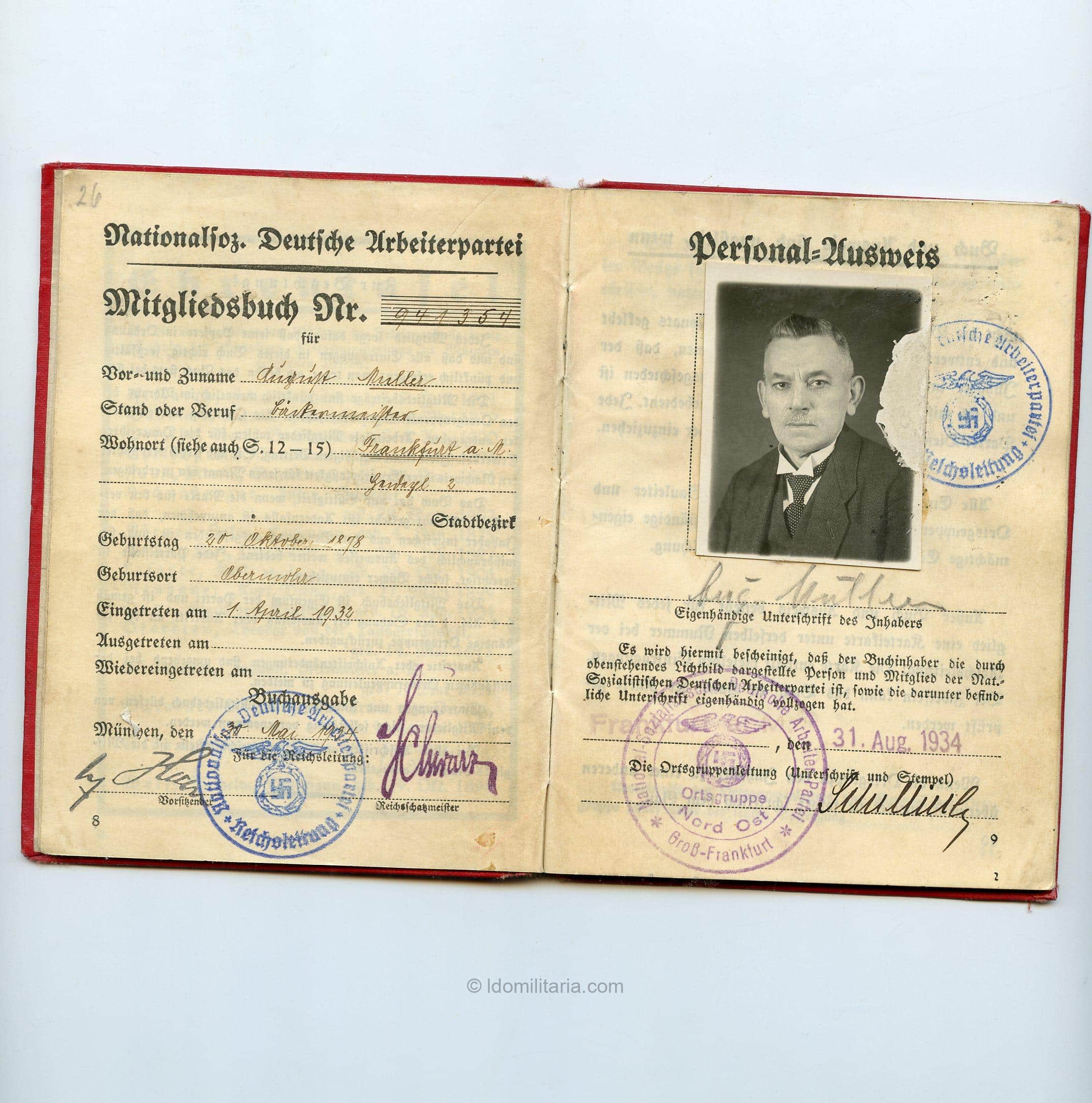 2 x NSDAP Membership Ausweis to married couple - Image 8