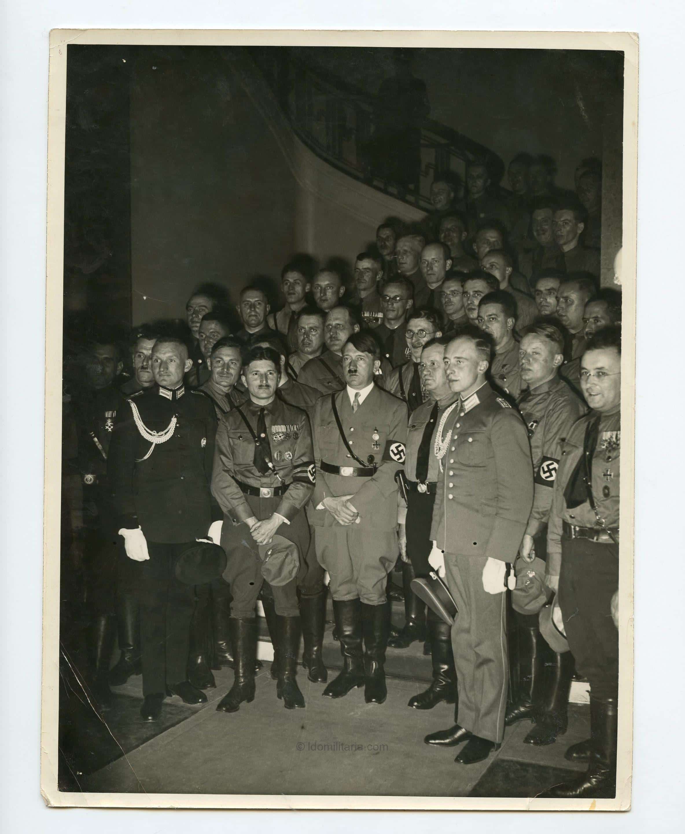 Large size (close to A4) Hoffmann Photo of Adolf Hitler with political figures.