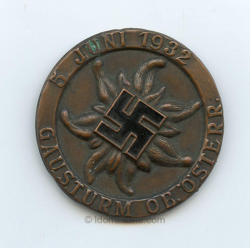 SA/NSDAP Gausturm Österreich 5 Juni 1932 tinnie - Josef Mayr, Linz an der Donau