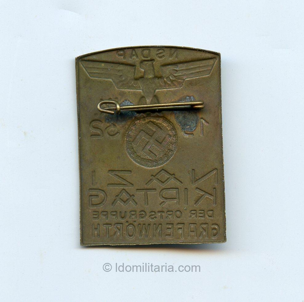 NSDAP NAZI Kirtag der Ortsgruppe Grafenwörth 1932 tinnie - Image 2