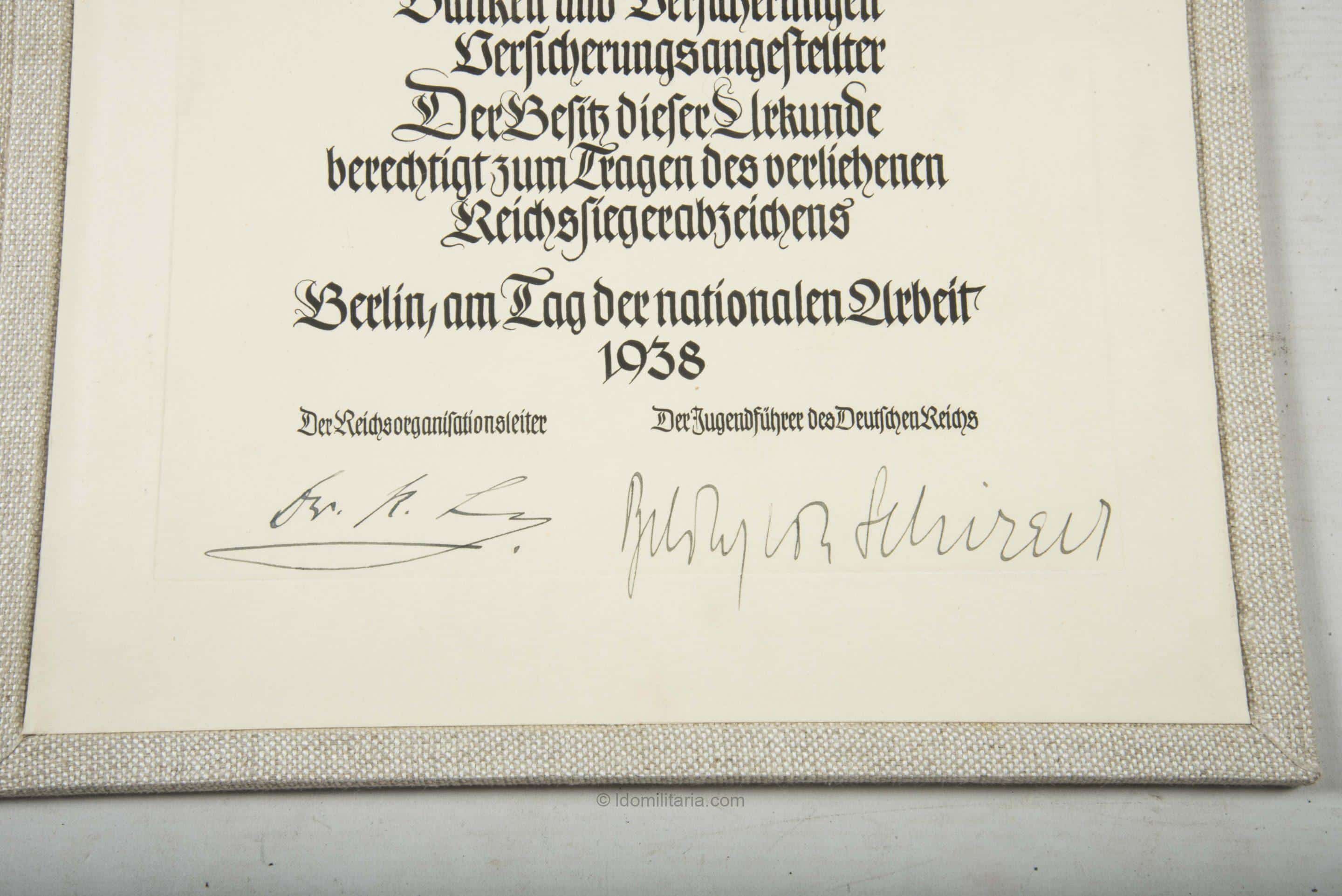 HJ Reichsberuffwetkampf 1938 Reichssieger award document - Image 9