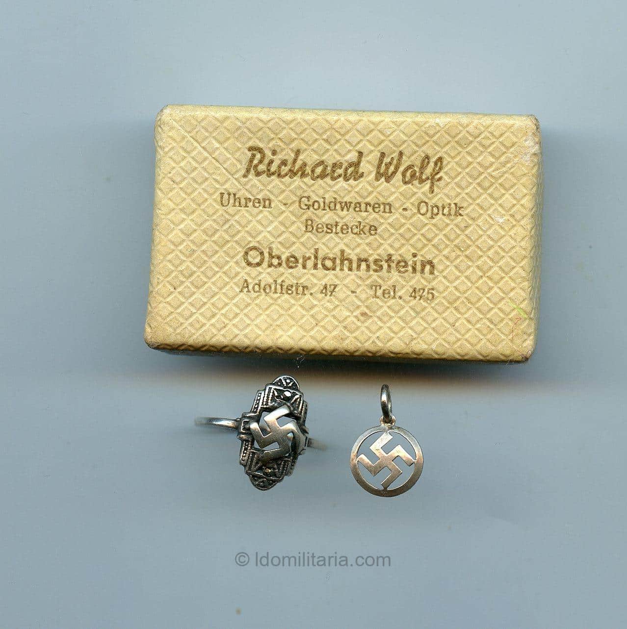 NSDAP Sympathie silver ring '800' with hanger and box