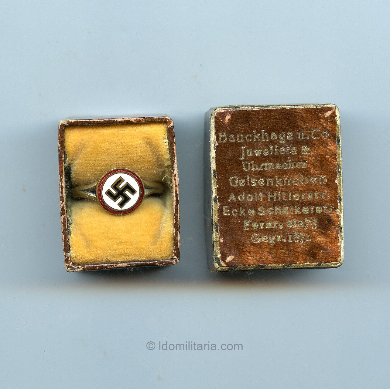 NSDAP Sympathie Ring with Adolf Hitler Strasse Box