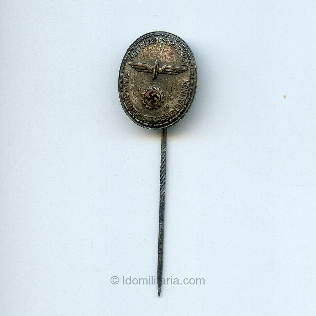 Betriebsgemeinschaft Stuttgarter Strassenbahnen Membership stickpin - Mayer & Wilhelm, Stuttgart W