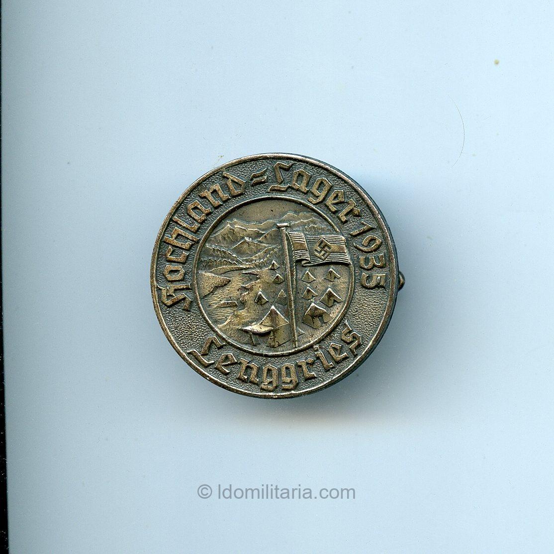 HJ Hochland Lager Lenggries 1934 badge - Deschler & Sohn, München