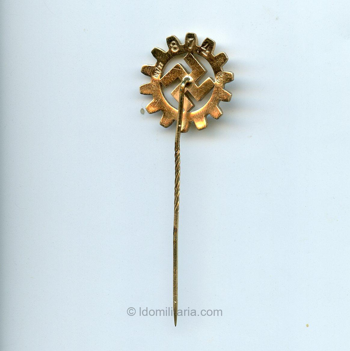 Gold DAF Honor stickpin number ''874'' - Förster & Barth, Pforzheim - Image 2